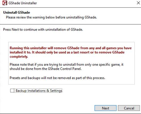 If anyone tried to load GShade after that with a separate 3RD party tool, the malware in the GShade would shut your computer off. . Gshade uninstall